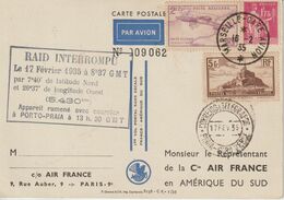 France 1935 1er Vol France Amérique Du Sud Par Codos-Rossi. Raid Interrompu - 1960-.... Storia Postale