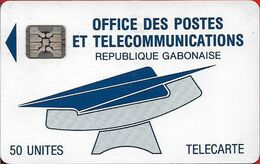 Gabon - OPT (Chip) - Logo (Blue) - SC4 Afnor, Cn. C2Axxxxxx Embossed Red, 50Units, Used - Gabun