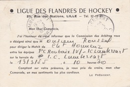 VIEUX PAPIER - CONVOCATION LIGUE DES FLANDRES DE HOCKEY -1955 - Altri & Non Classificati