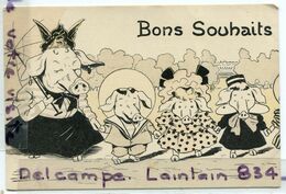 - La Famille Cochons - Humour, Bons Souhaits, Animaux Habillés, Non écrite, Porcs, épaisse, TBE, Scans. - Humour