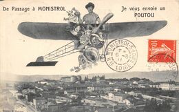 Monistrol Sur Loire       43      Je Vous Envoie Un Poutou . Avion     (voir Scan) - Monistrol Sur Loire