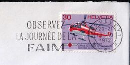 Switzerland Vevey 1972 / Observez La Journée De La Faim, Watch The Day Of Hunger / Machine Stamp / Helicopter - Tegen De Honger