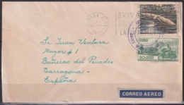 1962-H-67 CUBA 1963 20c SPECIAL DELIVERY MOTO CANCEL VIVA CONGRESO LATINOAMERICANO TO SPAIN. - Storia Postale