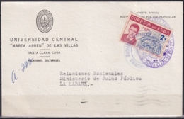 1962-H-68 CUBA 1962 TARJETA OFICIAL UNIVERSIDAD DE LAS VILLAS FRANQUEADA ESTACION UNIVERSIDAD RARE. - Cartas & Documentos