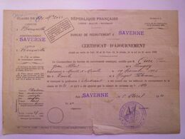 2020 - 7196  BOUXWILLER -  Bureau De Recrutement De SAVERNE  :  Certificat D'ajournement   1921  XXX - Sonstige & Ohne Zuordnung
