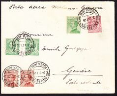 1925 Flugbrief Mit Stempel Milano Ferrovia, Posta Aerea Nach Genève. Rückseitig Fleckig. - Marcophilie (Avions)