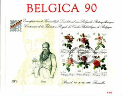 14190471 BE 19900602 Bx; Roses De Redouté, Belgica90; Fdc Grand Format, Cob Bf67 - 1981-1990