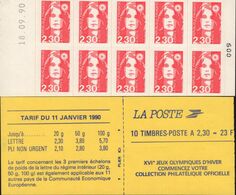 CARNET 2630-C 2 Marianne De Briat Adhésifs "XVI JEUX OLYMPIQUES D'HIVER....." Daté 18.09.90 Bas Prix RARE - Modern : 1959-…