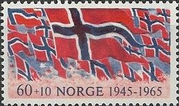 NORWAY 1965 20th Anniversary Of Liberation - 60ore+10ore  Norwegian Flags MNH - Ungebraucht
