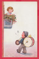 250298 / Illustrator John Wills Art - Serenade Boy Drum Accordion, Girl On The Balcony ,  Postcard - Wills, John