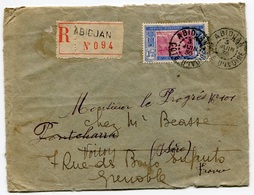 RC 18488 COTE D'IVOIRE 1936 LETTRE RECOMMANDÉE ABIDJAN POUR L' ISERE FRANCE ( VOIR DESCRIPTION ) - Briefe U. Dokumente