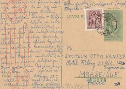 Hongrie Entier Postal Censurée  1942 Pour La France - Cartas & Documentos