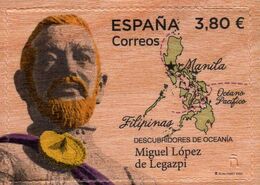 Spain - 2020 - Discoverers Of Oceania - Miguel López De Legazpi - Mint Stamp Printed On Real Wood - 2011-2020 Neufs