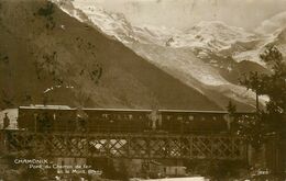 Chamonix Mont Blanc * Carte Photo * Train Tramway * Ligne Chemin De Fer Haute Savoie * Pont - Chamonix-Mont-Blanc