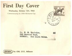 (M 17) Australia - FDC - 1960 - SIGMA Cover (Melbourne Cup) - Sonstige & Ohne Zuordnung