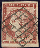 CERES 1849. No 6B, Un Voisin, Obl Grille, Belle Nuance Proche Du Rouge-brun. - TB - 1849-1850 Ceres