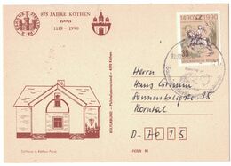 IZ887   DDR 1990 - Privat-Postkarte 875 Jahre Köthen - Zollhaus In Köthen-Porst - Cartoline Private - Usati