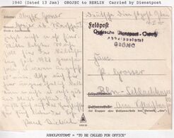 POLAND 1940 General Government Feldpost GROJEC To Berlin - Gobierno De Londres (En Exhilio)