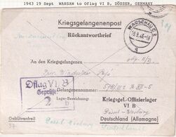 POLAND 1943 Warschau To Germany Oflag VI B POW Officers Camp - Autres & Non Classés