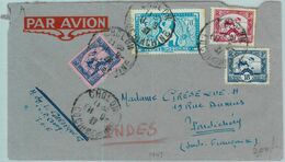 91221 - INDOCHINE  - Postal History - AIRMAIL  Cover To FRENCH  INDIA   1947 - Lettres & Documents