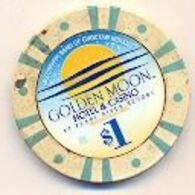 Golden Moon Casino At Pearl River Resort, Choctaw, MS, U.S.A. $1 Chip, Used Condition,  Goldenmoon-1 - Casino