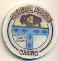 Golden Eagle Casino, Horton, KS, U.S.A. $1 Chip, Used Condition,  # Goldeneagle-1 - Casino