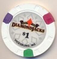 Diamond Jacks Casino,Vicksburg, MS, U.S.A. $1 Chip, Used Condition, # Diamondjacks-1 - Casino