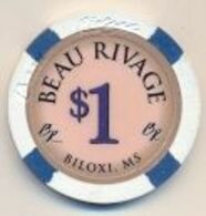 Beau Rivage Casino, Biloxi, MS, U.S.A., $1 Chip, Used Condition,  # Beaurivage-1 - Casino