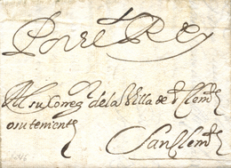 1645 (31 DIC). Carta De Madrid A San Clemente, Dirigida A 'los Corregidores'. Mms "Por El Rey" Indicando La Oficialidad  - ...-1850 Vorphilatelie