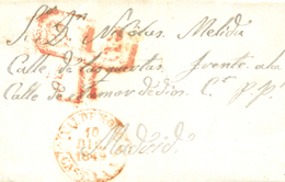 D.P. 1. 1849 (11 DIC). Carta De Espartinas A Madrid. Fechador Nº 5R De Valdermoso. Porteo "1R" Y Marca Senadores Y Diput - ...-1850 Vorphilatelie