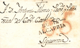 D.P. 2. 1830 (19 MAY). Carta De Durón A Sigüenza. Marca De Budia "BUDIA/ALCARRIA" Nº 1R Oxidada. Porteo "G.5" Cuartos En - ...-1850 Vorphilatelie