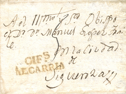 D.P. 2. 1828 (12 JUL). Carta De Olmeda Del Extremo A Sigüenza. Marca De Cifuentes "CiFs/ALCARRIA" Nº 2R Oxidada. Porteo  - ...-1850 Vorphilatelie