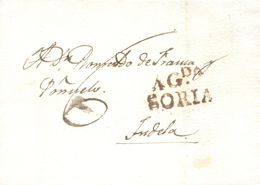 D.P. 3. 1827 (4 DIC). Carta De Ágreda A Tudela. Marca "AGda/SORIA" Nº 6R Oxidada. Porteo Mms. "6" Cuartos. Bonita. - ...-1850 Vorphilatelie