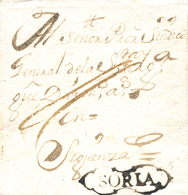 D.P. 3. 1780 (22 ABR). Carta De Atienza A Sigüenza. Marca "SORIA" Nº 1N En Tinta De Escribir, Con Adornos. Porteo Mms. " - ...-1850 Vorphilatelie