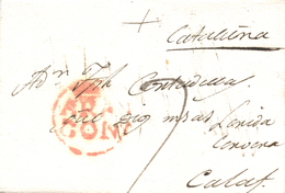 D.P. 4. 1793 (15 OCT). Carta De Calatayud A Calaf. Marca "ARA/GON" Nº 2R. Porteo Mms. "7" Cuartos. Bonita Y Rara. - ...-1850 Vorphilatelie