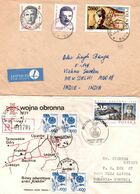 Poland 1988 1991, Envelope Air Mail And Registered, War, Map - Lettres & Documents