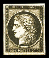 * N°3f, 20c Noir Sur Jaune Impression De 1862, TTB (certificat) - 1849-1850 Cérès