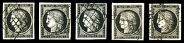 O N°3, 20c Cérès: Ensemble De 5 Exemplaires Choisis Avec Nuances Différentes. SUP (certificat) - 1849-1850 Cérès