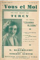 Partition Musicale Ancienne,VOUS ET MOI ,fox Trot , TURCY, Frais Fr 1.75 E - Partitions Musicales Anciennes