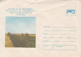 89989- TRACTOR, PLOWING, AGRICULTURE, COVER STATIONERY, 1982, ROMANIA - Agriculture