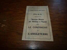 Plan Bateaux à Vapeur Steamboat Entre Le Continent Et Angleterre Malle Hull Middelsbrough Hartlepool Newcastle - Carte Nautiche