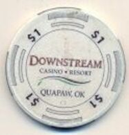 Downstream Casino, Quapaw, OK, U.S.A. $1 Chip, Used Condition, # Downstream-1 - Casino