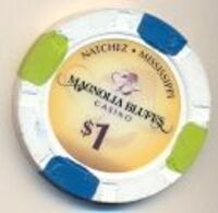 Magnolia Bluffs Casino, Natchez, MS, U.S.A. $1 Chip, Used Condition, # Magnoliabluffs-1 - Casino