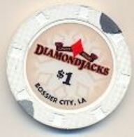 Diamond Jacks Casino,Vicksburg, MS, U.S.A. $1 Chip, Used Condition, # Diamondjacks-2 - Casino