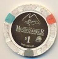 Mountaineer Race Track & Gaming Resort, West Virginia, U.S.A. $1 Chip, Used Condition,  # Mountaneer-1 - Casino