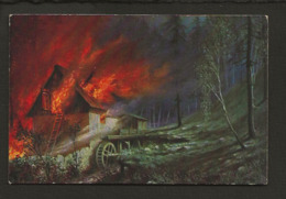 Illustrateur Dessin (O) Oilette / Waldbrand ( Incendie D'un Vieux Moulin à Eau ) - Unclassified