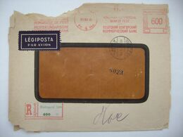 R Letter Budapest Red Meter Stamp Freistempel 1949 - Hungarian Commercial Bank Of Pest - Air Mail - Postmark Collection