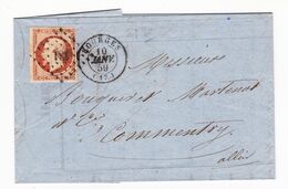 Lettre Bourges Cher 1859 Commentry Allier Mornet & Brisson Banque Banquier Napoléon III 40 Centimes - 1853-1860 Napoleon III