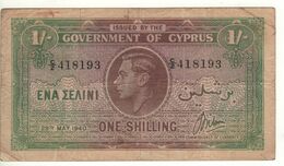 CYPRUS  1 Shilling   P20a    Dated 29th May 1940     King George VI - Cyprus