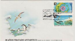 Polaire Chili FDC 30ème Anniversaire Du Traité Sur L'Antarctique BALEINE WHALE PINGUIN MANCHOT - Zonder Classificatie